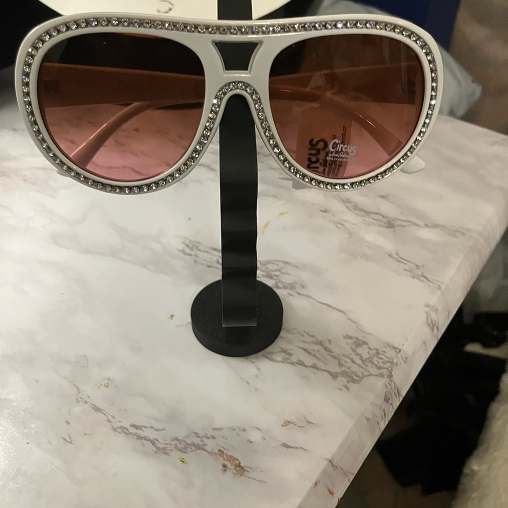 Circus by Sam Edelman White and Pink Sunglasses with Rhinestones